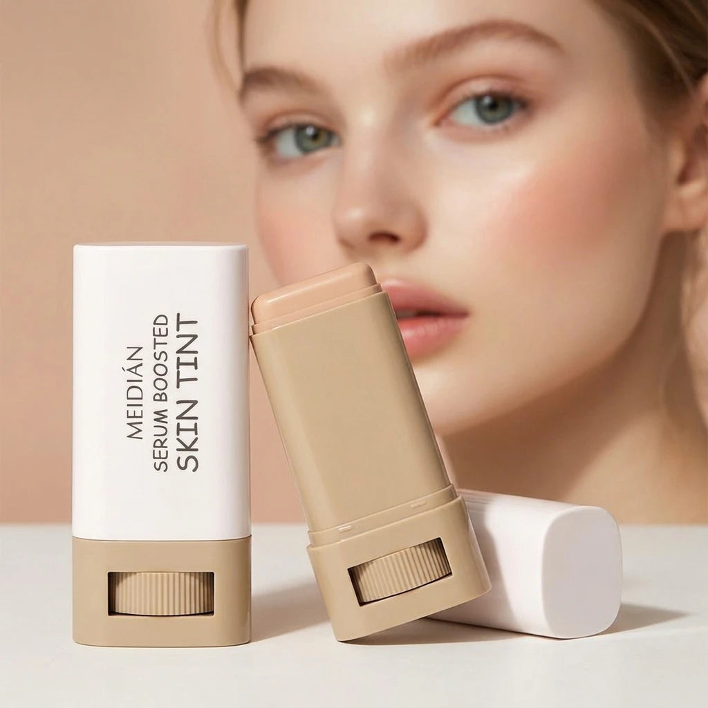 Skin perfecting foundation stick application swipe