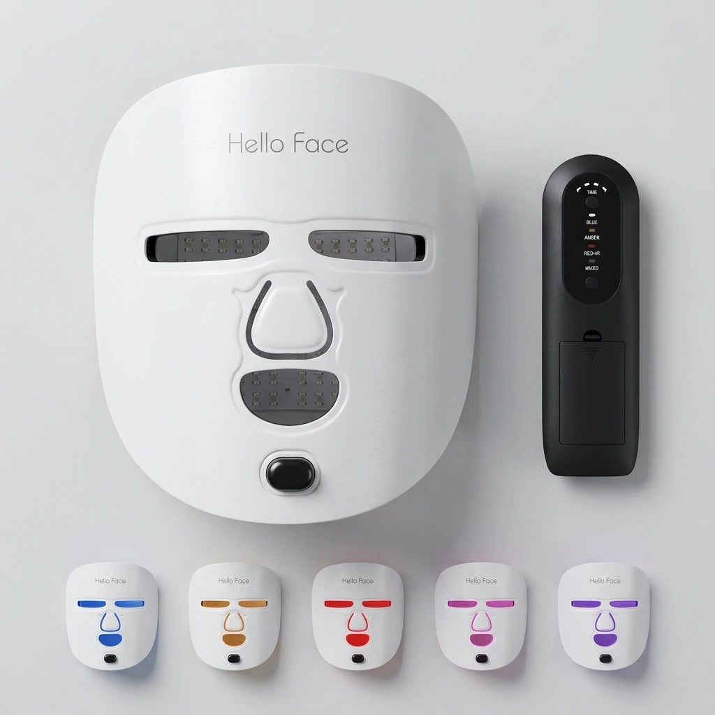LED face mask in use during 20 minute session